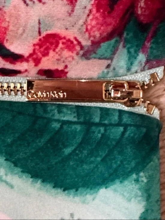 Calvin Klein Mint Green Floral Midi Dress with Pink Roses sz 8 - Picture 12 of 12